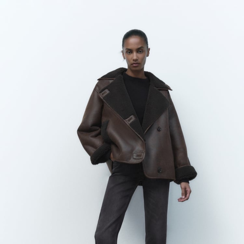 ZARA Brown Faux DOUBLE-FACED Jacket